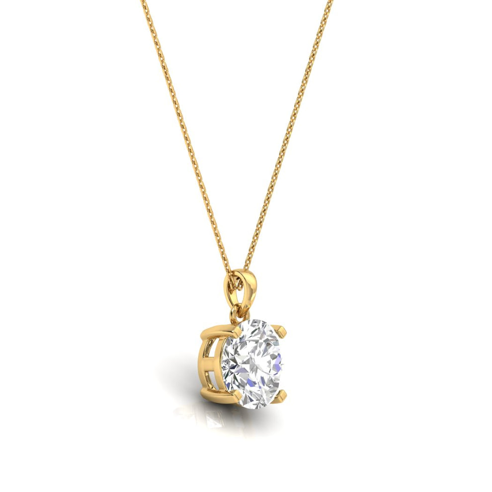 The image shows a 2 carat diamond in it’s gold setting on a 14kt hallmark yellow gold chain