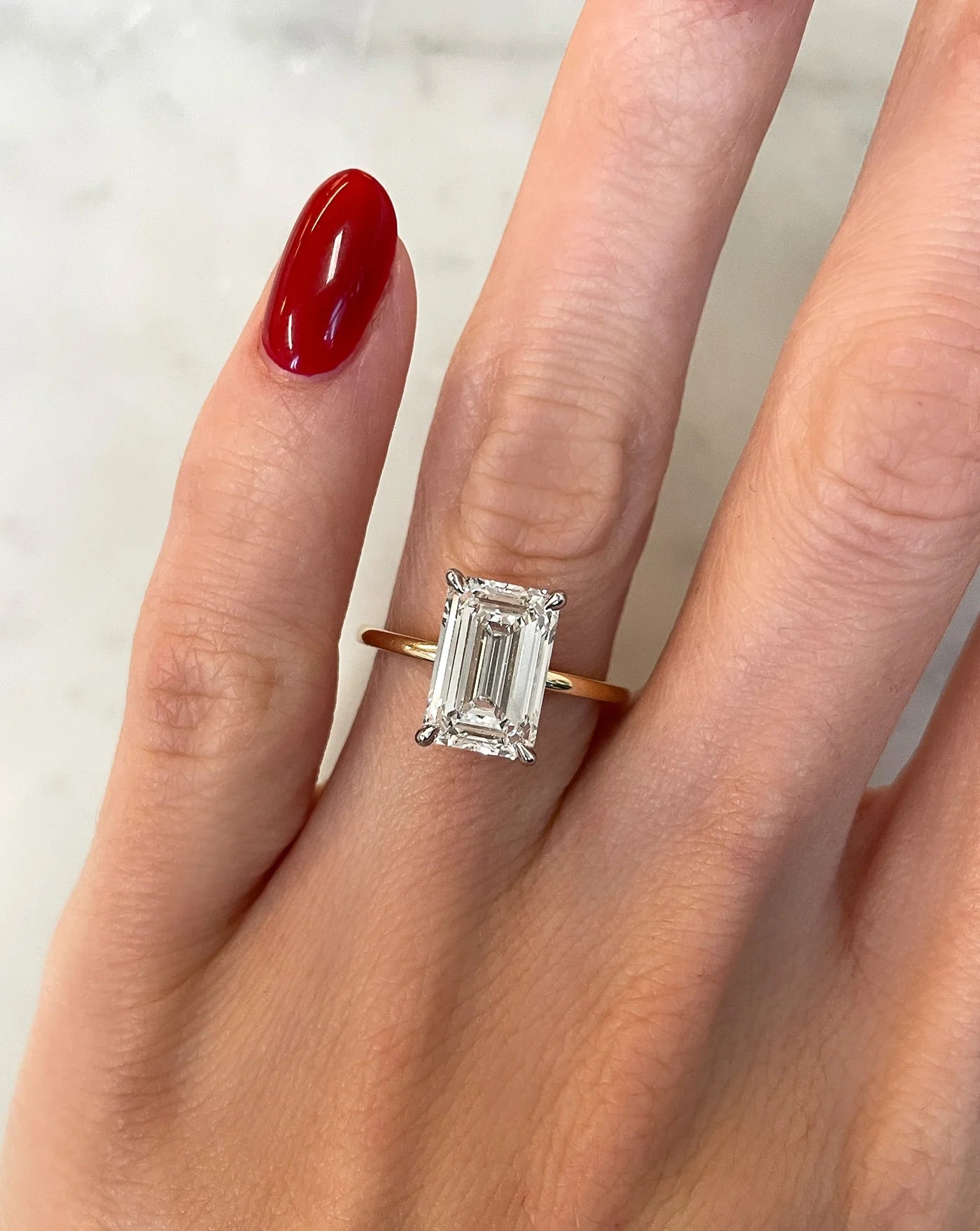 3.2CT Emerald Lab Diamond Solitaire Ring