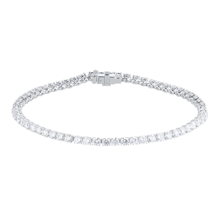 Dazzling 4.87 carat lab diamond tennis bracelet in hallmark 14kt white gold