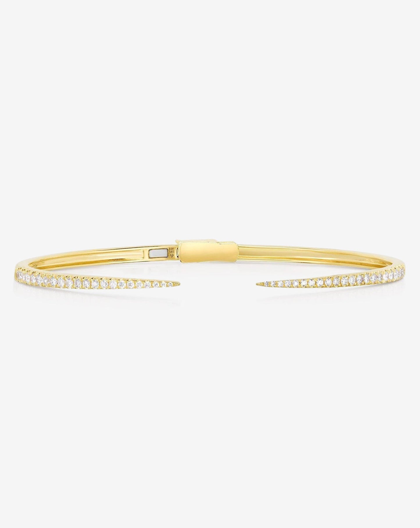 1CT lab grown diamond cuff bracelet made in 14kt yellow gold that features 42 pcs of diamond and has a clasp closure