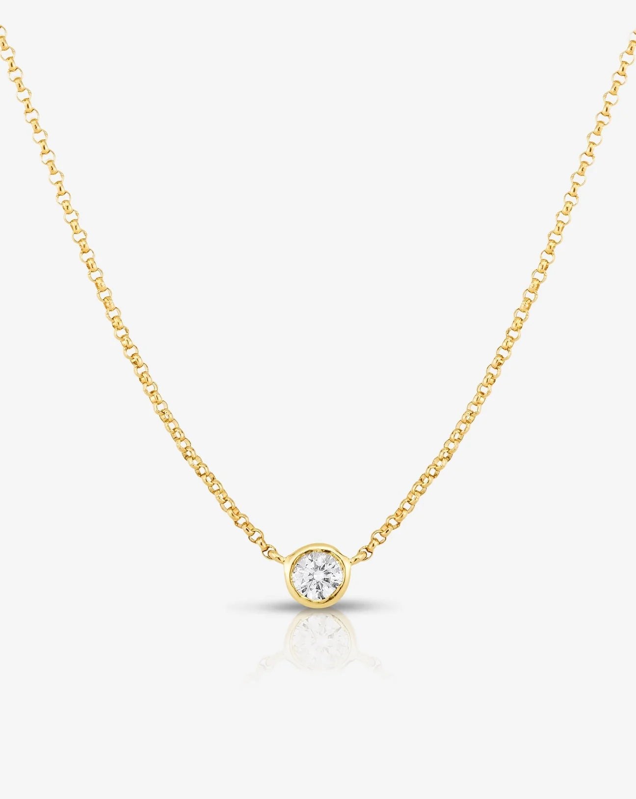 Half carat, diamond pendant in a nine carat hallmark yellow gold chain.