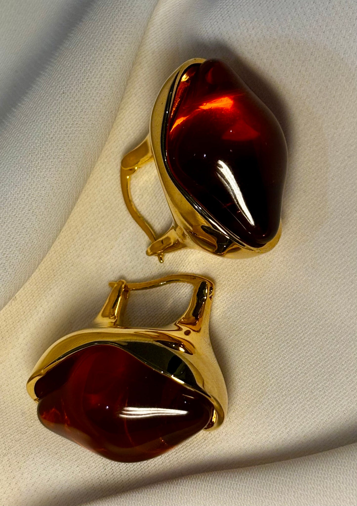 Amber coloured stone earrings made in 92.5 Sterling silver and 18kt gold plating