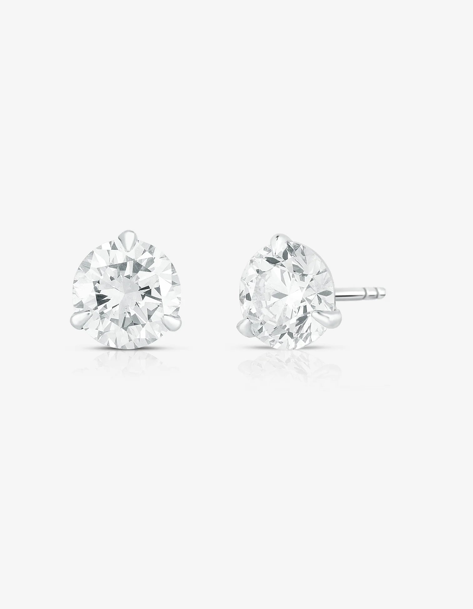 2CT Pair  Round Lab Grown Diamond Studs Earrings set in 14kt hallmark gold