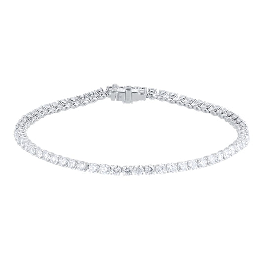 Dazzling 4.87 carat lab diamond tennis bracelet in hallmark 14kt white gold