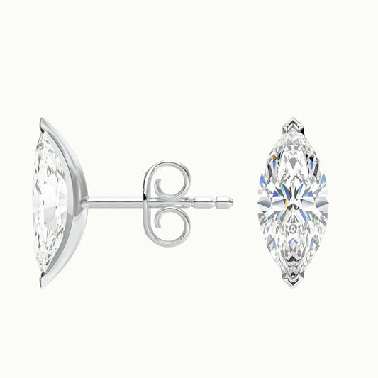 4CT Marquise Lab Grown Diamond Stud Earrings made in 9kt gold. 
