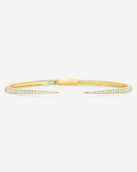 1CT lab grown diamond cuff bracelet made in 14kt yellow gold that features 42 pcs of diamond and has a clasp closure