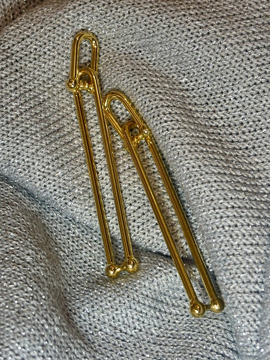 Double bar earrings in 92.5 Sterling silver with 18kt gold plating. Anti tarnish and waterproof