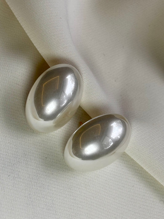 Pair of oval pearl stud earrings