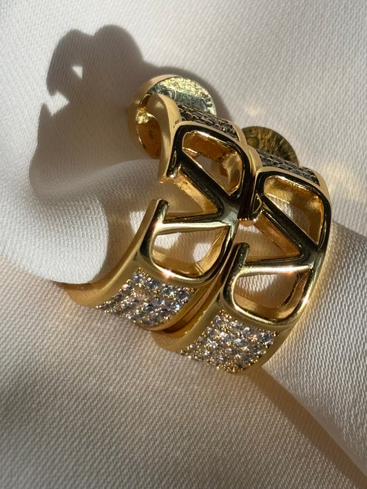 Small v logo round hoops made in Sterling silver with gold plating